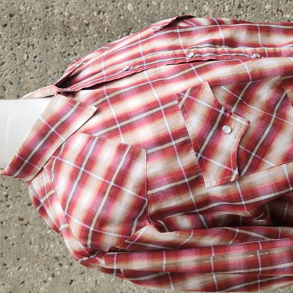 Men's Western Red Plaid Shirt - Picture 5 of 14